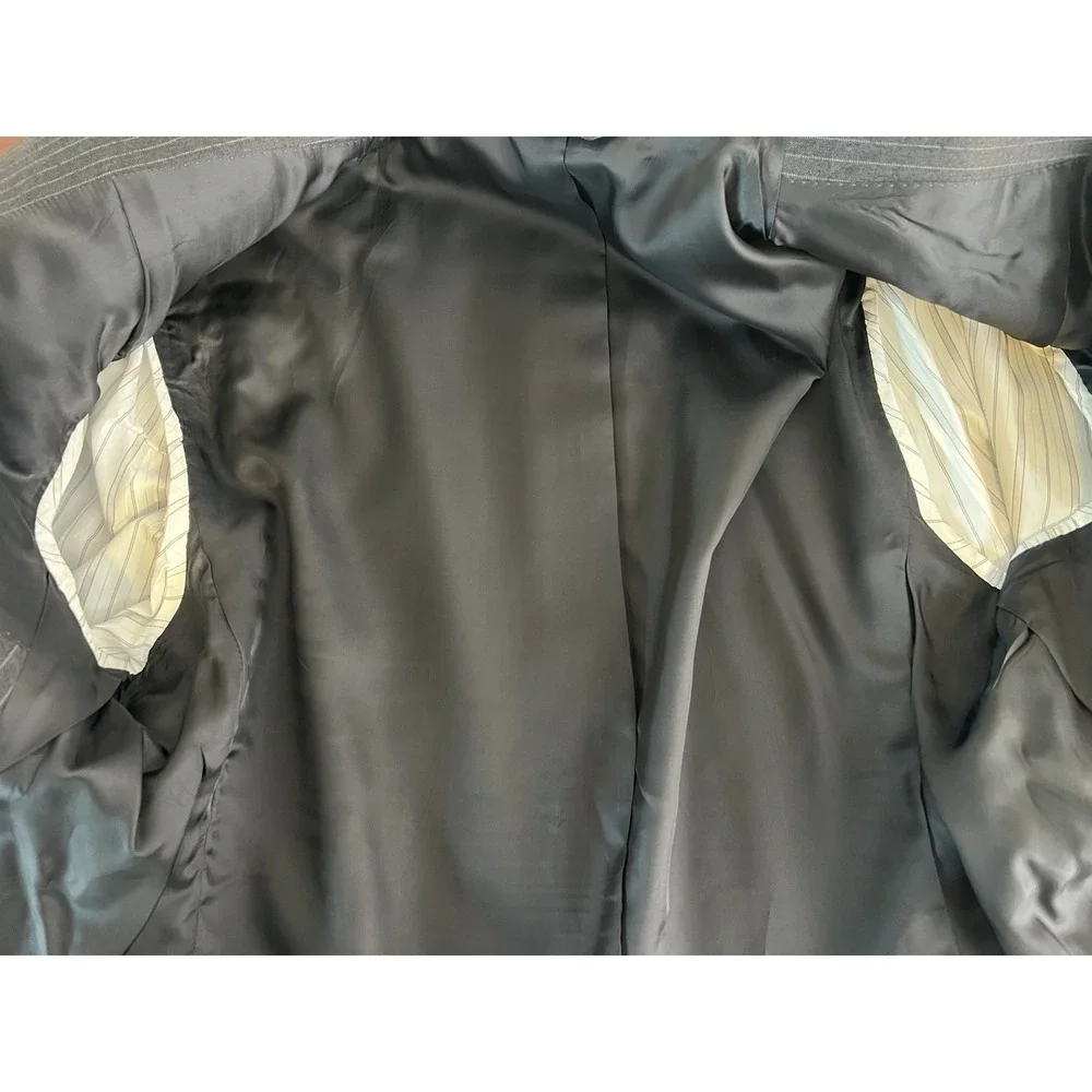 Jos‎ A Bank Signature Collection Blazer 46R Gray Pinstripe Wool Silk Suit Jacket